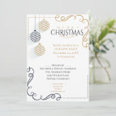 Modern Black and Gold Minimal Holiday Baubles Kaart (Staand voorkant)