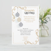 Modern Black and Gold Minimal Holiday Baubles Kaart (Staand voorkant)