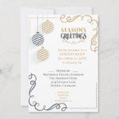 Modern Black and Gold Minimal Holiday Baubles Kaart (Voorkant)