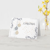 Modern Black and Gold Minimal Holiday Baubles Kaart (Gele Bloem)