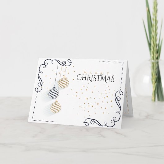 Modern Black and Gold Minimal Holiday Baubles Kaart (Voorkant)