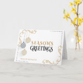 Modern Black and Gold Minimal Holiday Baubles Kaart (Gele Bloem)