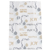 Modern Black and Gold Minimal Holiday Baubles Medium Cadeauzakje (Achterkant)