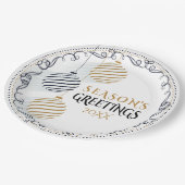 Modern Black and Gold Minimal Holiday Baubles Papieren Bordje (Gekanteld)