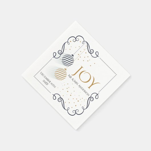 Modern Black and Gold Minimal Holiday Baubles Servet (Hoek)