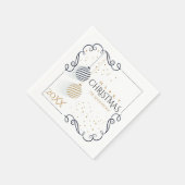 Modern Black and Gold Minimal Holiday Baubles Servet (Hoek)