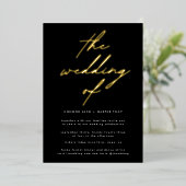 Modern Black and Gold Modern Wedding REAL GOLD Folie Uitnodiging (Staand Voorkant)