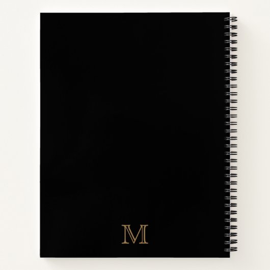 Modern Black and Gold Monogram Initiaal Notitieboek (Achterkant)