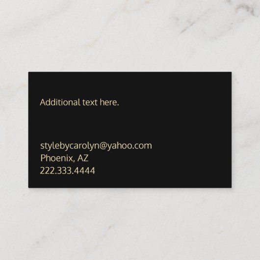 Modern Black and Gold Monogrammed Visitekaartje (Achterkant)