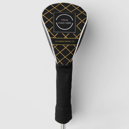 Modern Black and Gold Pattern Company Logo Golfheadcover (Voorkant)