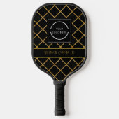 Modern Black and Gold Pattern Company Logo Pickleball Paddle (Voorkant)