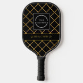 Modern Black and Gold Pattern Company Logo Pickleball Paddle (Achterkant)