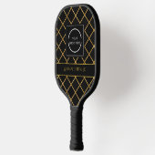 Modern Black and Gold Pattern Company Logo Pickleball Paddle (Links)