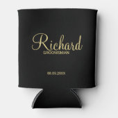 Modern Black and Gold Personalized Groomsman Blikjeskoeler (Voorkant)