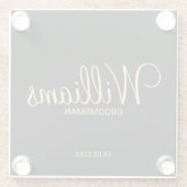 Modern Black and Gold Personalized Groomsman Glazen Onderzetter (Achterkant)