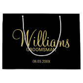 Modern Black and Gold Personalized Groomsman Groot Cadeauzakje (Voorkant)