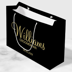 Modern Black and Gold Personalized Groomsman Groot Cadeauzakje