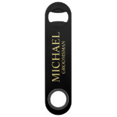 Modern Black and Gold Personalized Groomsman Speed Flessenopener (Voorkant)