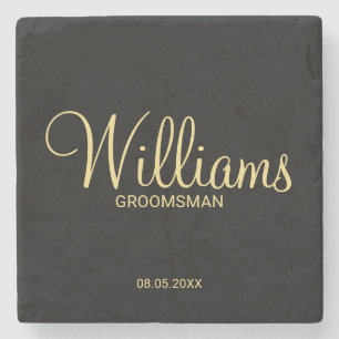 Modern Black and Gold Personalized Groomsman Stenen Onderzetter
