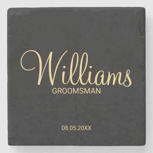 Modern Black and Gold Personalized Groomsman Stenen Onderzetter (Voorkant)