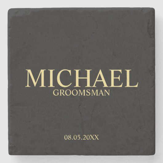 Modern Black and Gold Personalized Groomsman Stenen Onderzetter (Voorkant)