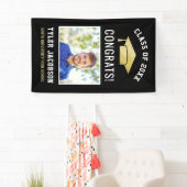 Modern Black and Gold Photo Graduparty Spandoek (Insitu)