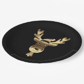 Modern Black and Gold Reindeer Santa Hat Kerstmis Papieren Bordje (Gekanteld)