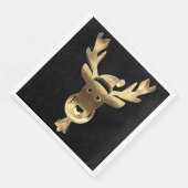 Modern Black and Gold Reindeer Santa Hat Kerstmis Servet (Hoek)