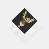 Modern Black and Gold Reindeer Santa Hat Kerstmis Servet (Hoek)