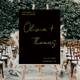 Modern Black and Gold Script Wedding Welcome Sign Acryl Bord