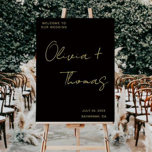 Modern Black and Gold Script Wedding Welcome Sign Acryl Bord