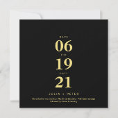 Modern Black and Gold Square Save the Date Wedding Kaart (Voorkant)
