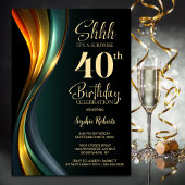 Modern Black and Gold Surprise 40th Birthday Party Kaart