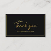 Modern Black and Gold Weddenschap Hartelijk dank Informatiekaartje (Voorkant)
