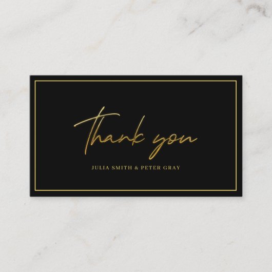 Modern Black and Gold Weddenschap Hartelijk dank Informatiekaartje (Voorkant)