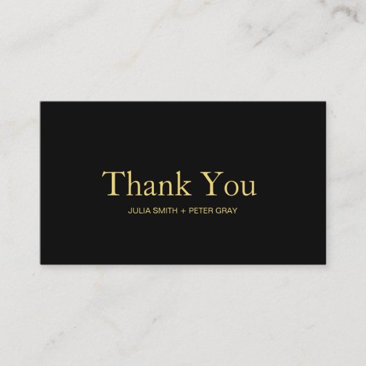 Modern Black and Gold Weddenschap Hartelijk dank Informatiekaartje (Voorkant)