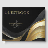 Modern Black and Gold Wedding Gastenboek (Voorkant)