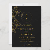 Modern Black and Gold Wedding Invitation Kaart (Voorkant)