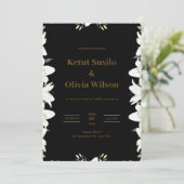 Modern Black and Gold Wedding Invitation Kaart (Staand voorkant)