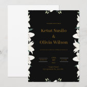 Modern Black and Gold Wedding Invitation Kaart (Voorkant / Achterkant)