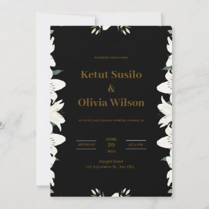 Modern Black and Gold Wedding Invitation Kaart