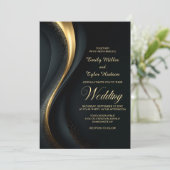 Modern Black and Gold Wedding Kaart (Staand voorkant)