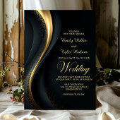 Modern Black and Gold Wedding Kaart