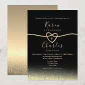 Modern Black and Gold Wedding Kaart (Voorkant / Achterkant)