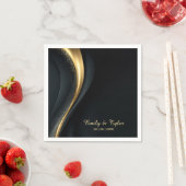 Modern Black and Gold Wedding Napkins Servet (Insitu)