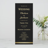 Modern Black and Gold Wedding Program Programmakaart (Staand voorkant)