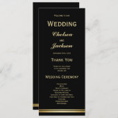 Modern Black and Gold Wedding Program Programmakaart (Voorkant / Achterkant)