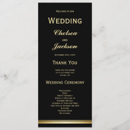 Modern Black and Gold Wedding Program Programmakaart