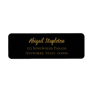 Modern Black and Gold Wedding Return-adres Etiket