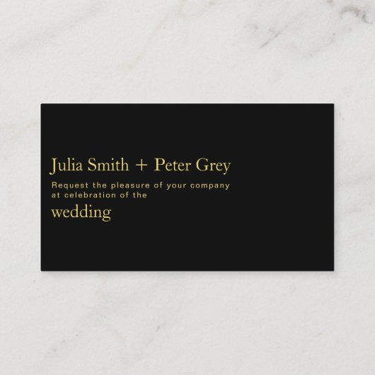 Modern Black and Gold Wedding Rsvp-kaart Informatiekaartje (Achterkant)